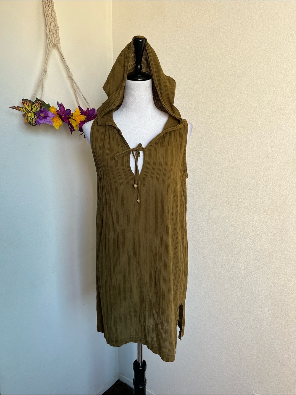 Women’s Tommy Bahamas Sleeveless Hooded Swim Cover-Up in Olive Green